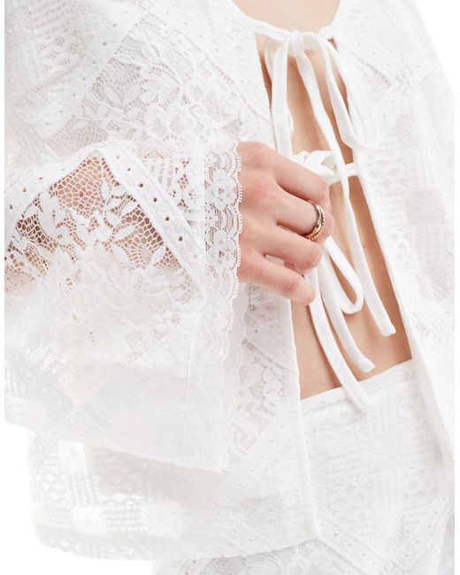 Y.A.S White Lace Tie Front Top Co-ord