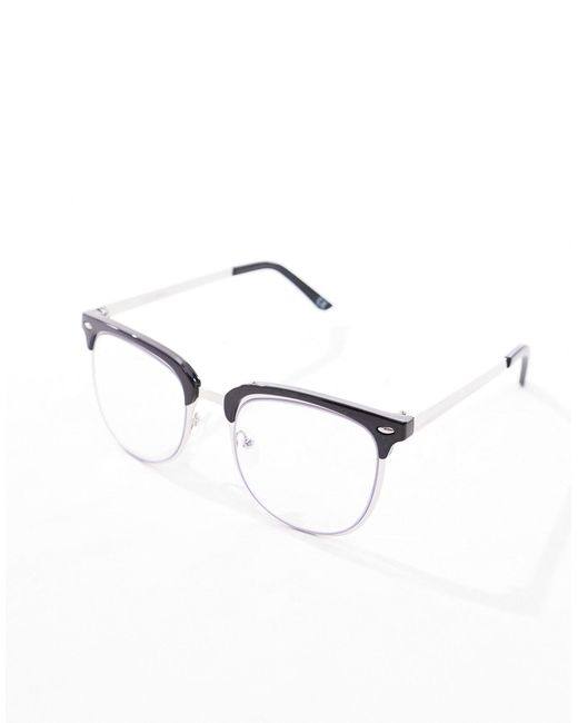 ASOS Black Retro Metal Sunglasses With Blue Lens for men