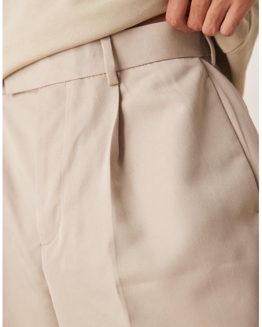 ASOS Natural Smart Bermuda Shorts With Front Pleat for men