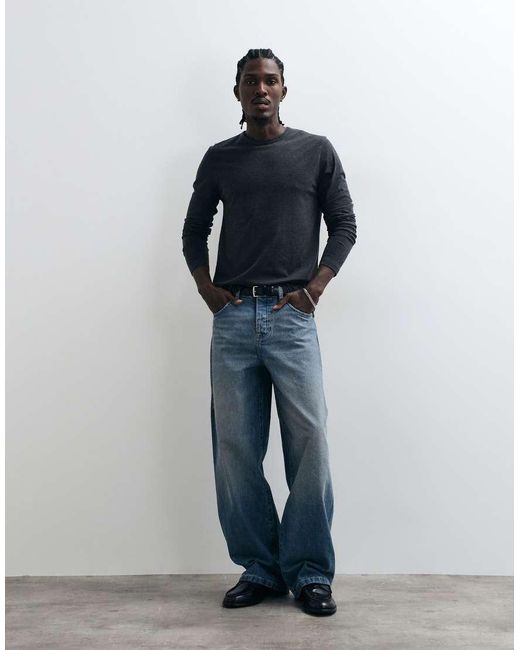 French Connection Blue Long Sleeve Crew Neck T-shirt for men