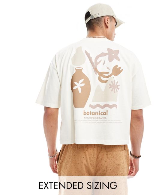 T-shirt oversize coupe carrée à imprimé abstrait au dos - cassé ASOS pour homme en coloris White
