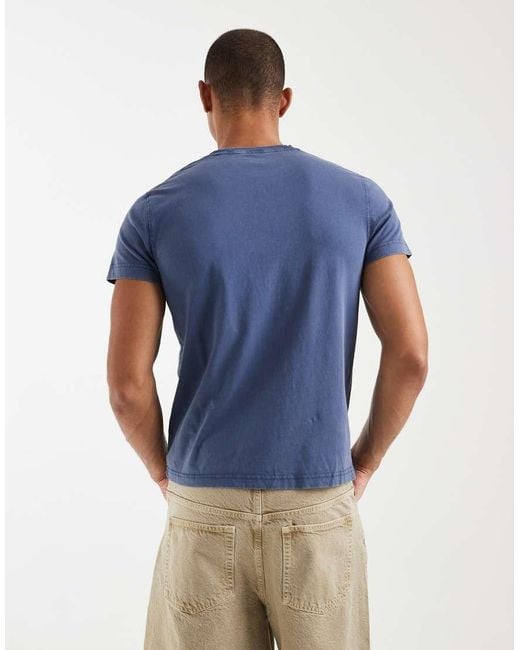 Hollister Blue Slim Fit Icon Logo Crew Neck T-shirt for men