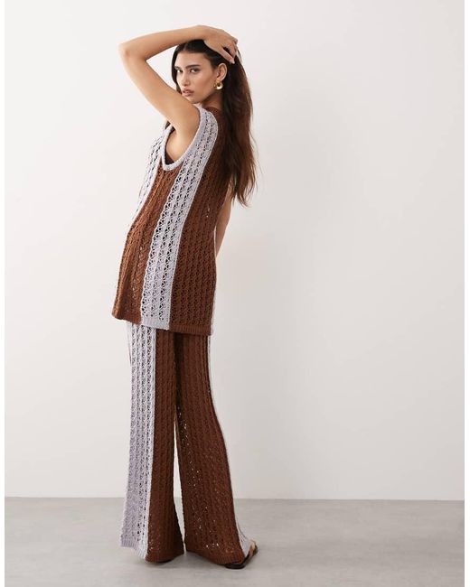 ARRANGE Brown Crochet Trousers Co-ord