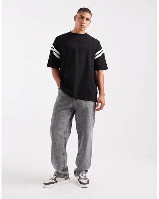 ASOS – schweres, kastiges oversize-t-shirt in Black für Herren