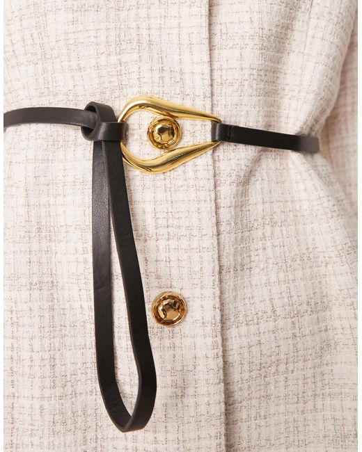 ASOS Natural Boucle Scoop Neck Belted Blazer