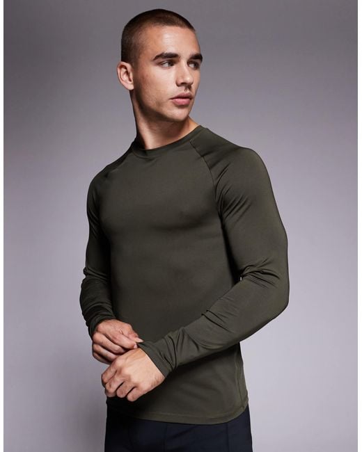4505 Gray Icon Active Quick Dry Muscle Fit Base Layer Training Long Sleeve Top for men