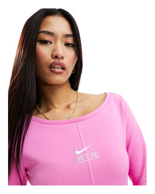 Air - top a maniche lunghe attillato di Nike in Pink