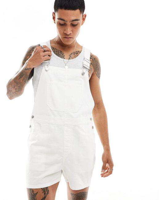 ASOS White Shorter Length Dungaree for men