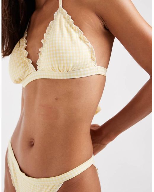 Vero Moda Yellow Gathered Triangle Bikini Top