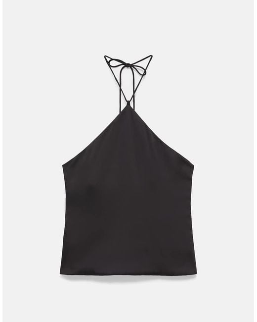 Pull&Bear Blue Satin Halter Top