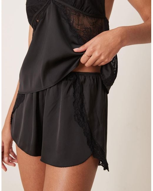 Abercrombie & Fitch Natural – pyjama-shorts aus transparenter spitze