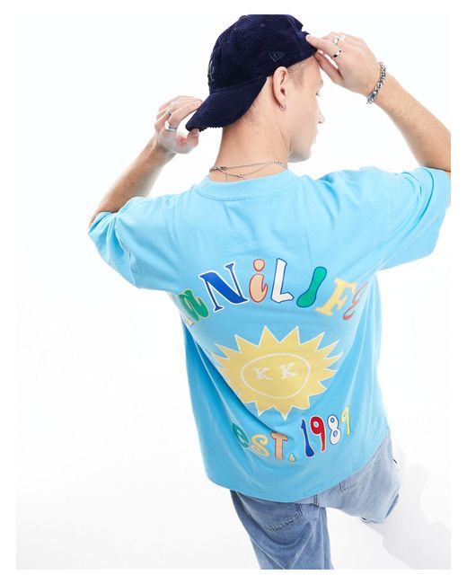 T-shirt oversize à petit logo signature et imprimé au dos - clair Karlkani pour homme en coloris Blue