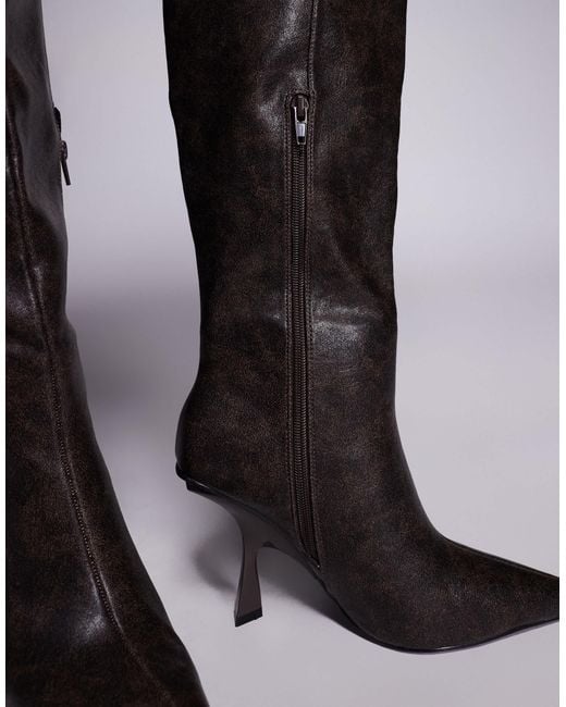 Public Desire Black Third Date High Heeled Knee Boots