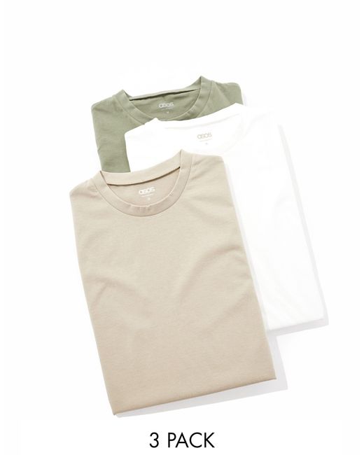 ASOS White 3 Pack Crew Neck Short Sleeved T-shirts for men