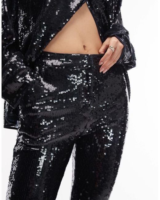 ASOS Black Tailored Premium Sequined Flare Pants