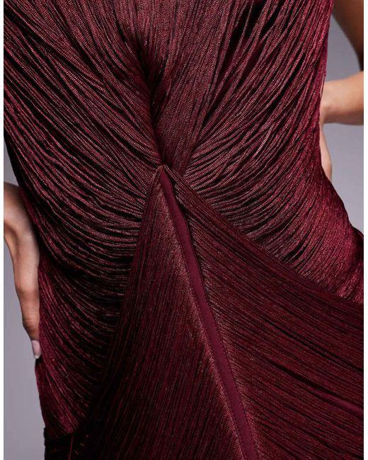 ASOS Maxi Jurk Met Racerhals En Gedrapeerde Franjes in het Purple
