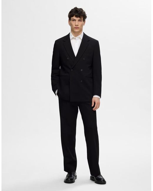 SELECTED Blue Double-Breasted Blazer for men