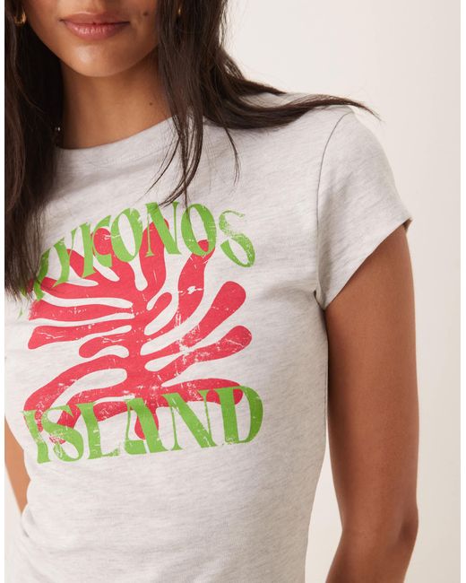T-shirt effet rétréci à motif corail mykonos - glace chiné ASOS en coloris Natural