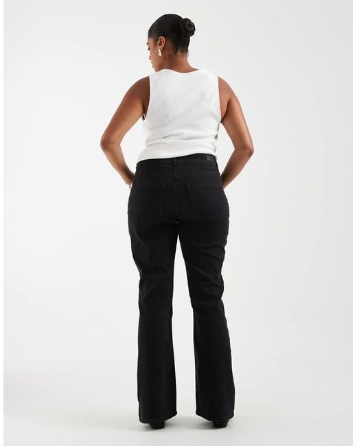 ONLY Black High Rise Front Pocket Pintuck Flare Jeans