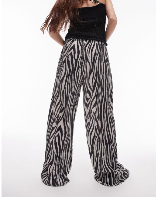 Pantalon ample plissé à zébrures - et blanc TOPSHOP en coloris Black
