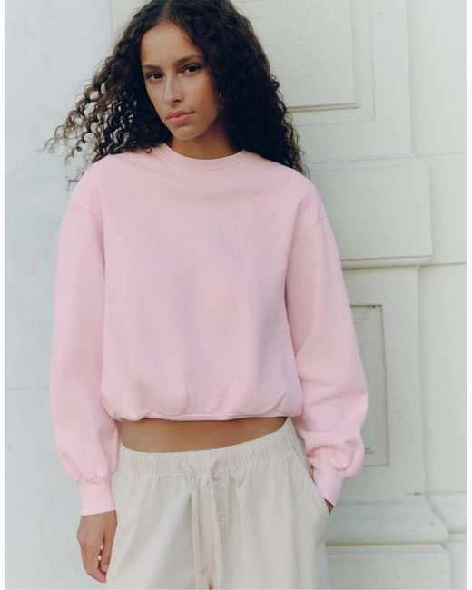 Pull&Bear Blue Cropped Round Neck Sweatshirt