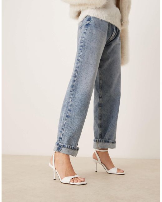 Asos Design Wide Fit Blue Hollow Barely There Heeled Sandals