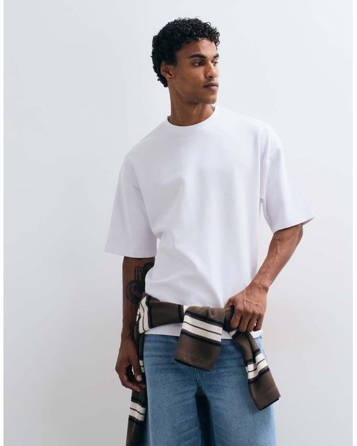 ASOS White Premium Interlock Oversized T-Shirt for men