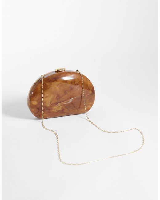 Mango Brown Clutch mit marmoreffekt