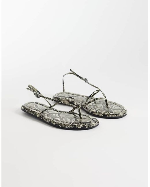 ASOS Metallic Freya Strappy Toe Thong Flat Sandals