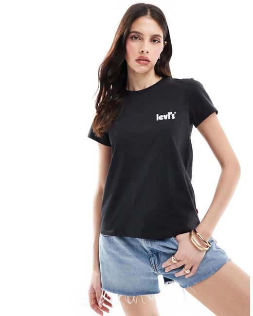 Levi's Black Perfect T-shirt With Lemon Logo Back Print