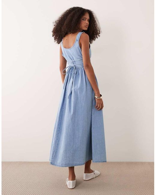ASOS Blue Denim Ballerina Midi Dress