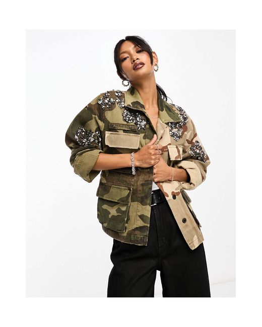AllSaints Multicolor Finch Embroidered Utility Jacket