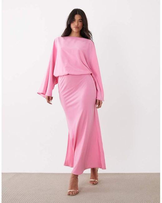 Gina Tricot Pink Draped Back Maxi Dress