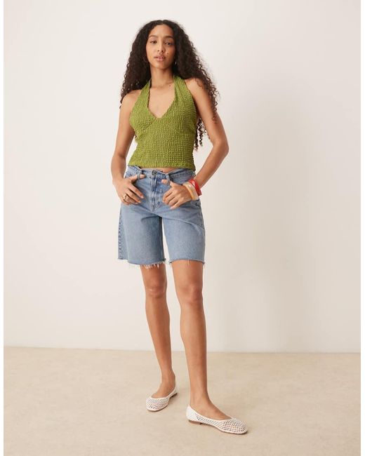 ASOS Blue Texture Halter Neck Top