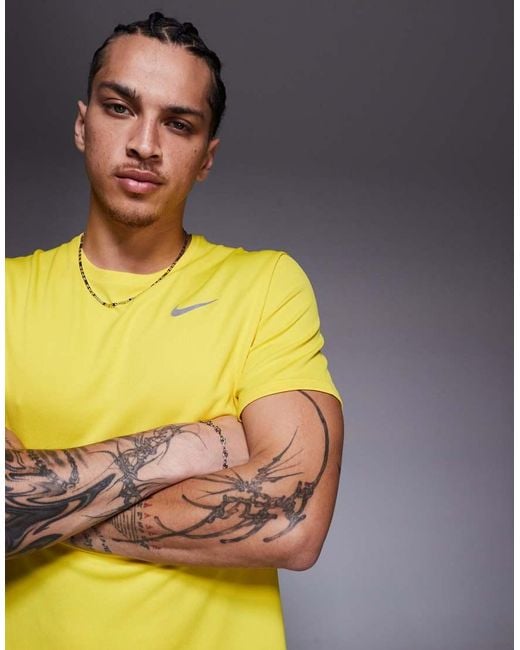 Nike Yellow Miler Dri-Fit T-Shirt for men