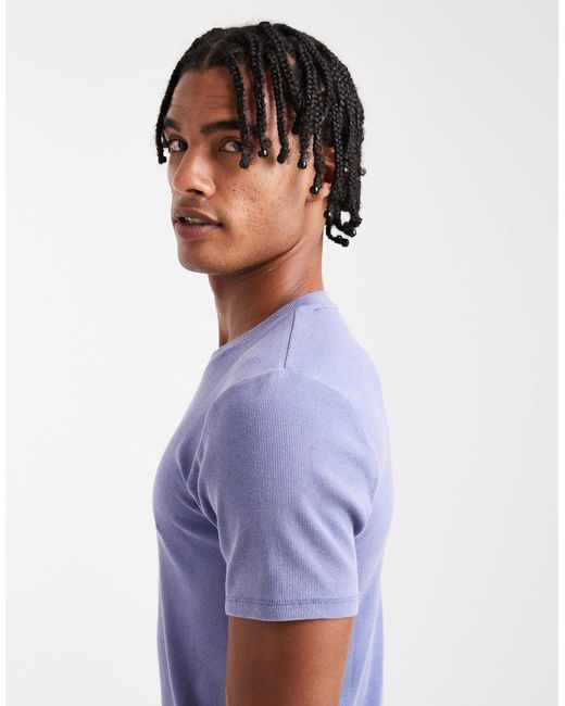 ASOS – körperbetontes basic-t-shirt in Blue für Herren