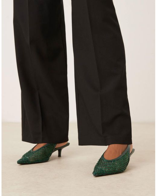 Sydney - chaussures à petit talon et bride arrière avec ornements ASOS en coloris Green