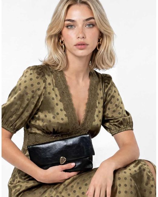 Lovedrobe Green Lace Trim Polka Dot V Neck Midaxi Dress
