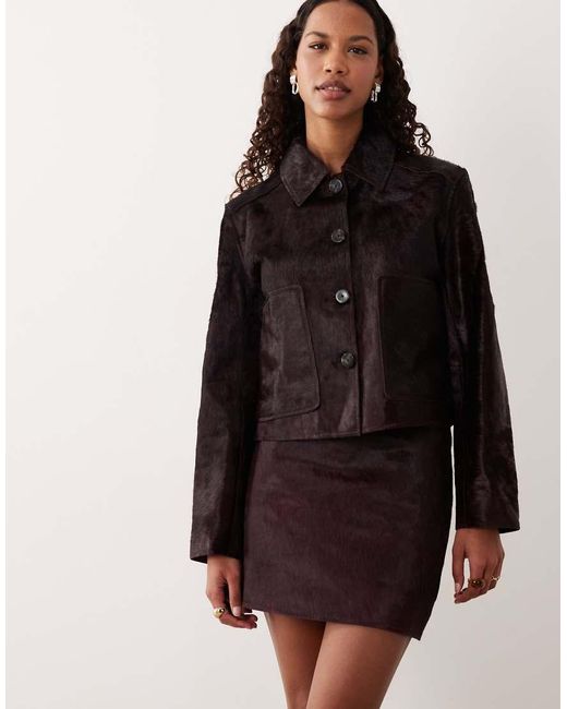 Mango Black 100% Leather Mini Skirt Co-Ord
