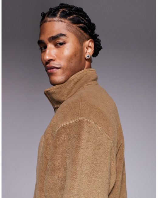 Sweat oversize en polaire à col cheminée zippé avec poche poitrine - marron ASOS pour homme en coloris Natural