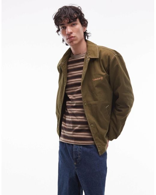 Timberland Blue Washed Canvas Insulated Coach Jacket for men