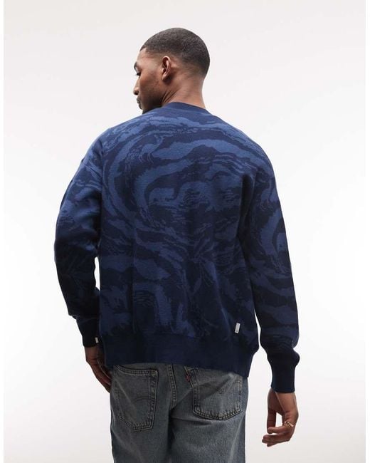 Element Blue Camo Button-up Cardigan for men