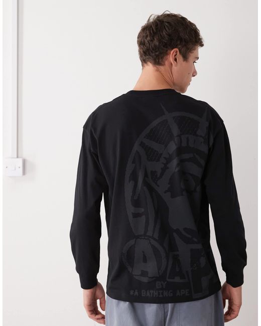 Aape by a bathing ape - t-shirt à manches longues coupe carrée avec imprimé sur la poitrine et au dos Aape By A Bathing Ape pour homme en coloris Black