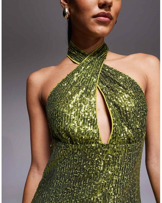 ASOS Green All Over Sequin Mini Dress