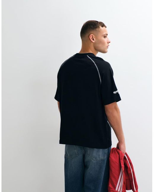 ASOS Black Oversized Cut And Sew T-Shirt With Football Graphic for men