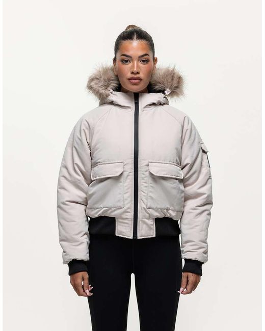 Good For Nothing Natural Padded Parka Jacket With Faux Fur Trim Hood