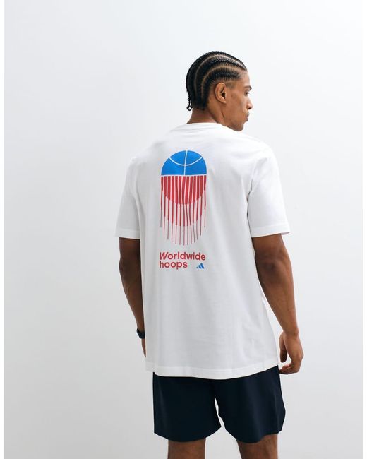 Adidas Originals Gray Adidas Training T-shirt With Hoops Back Print for men