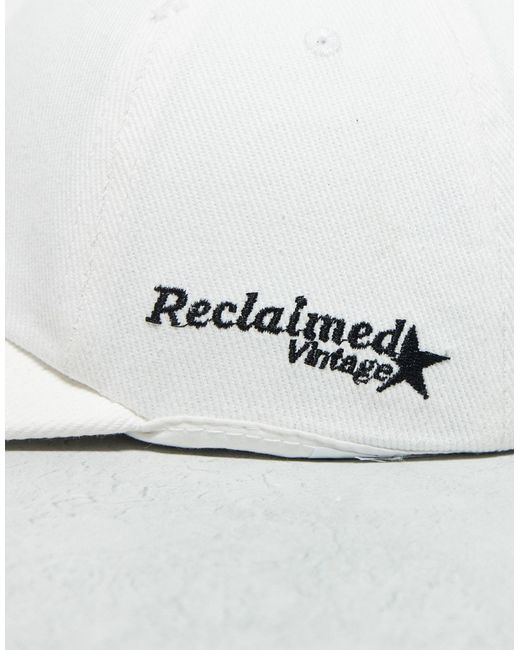 Reclaimed (vintage) White Unisex Distressed Star Logo Cap