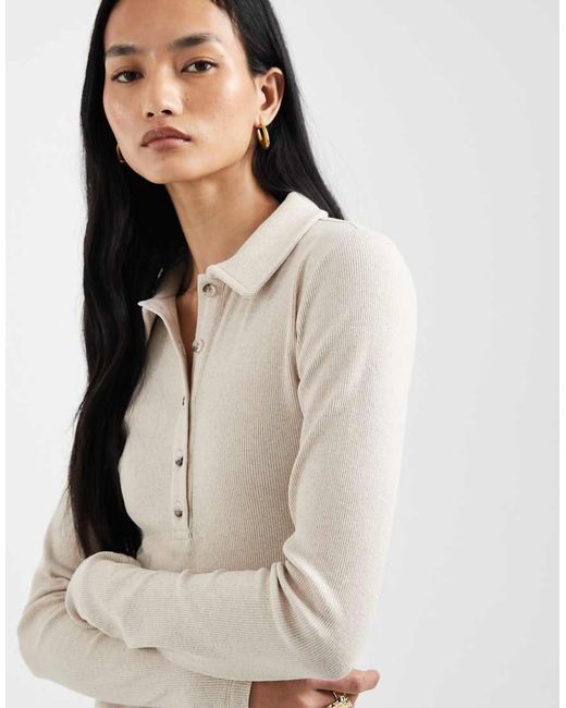 ASOS White Long Sleeve With Collar Top
