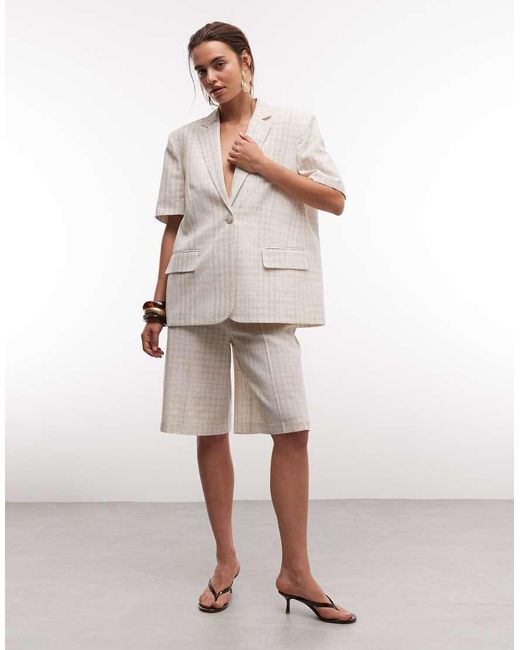 ASOS Geruite Bermudashort in het Natural